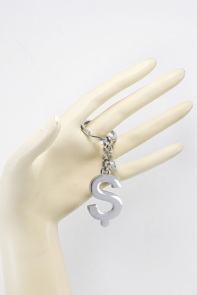 İncili Deniz Kabuklu Gümüş Renkli Metal Ş Harfi Anahtarlık / Hediyelik Çanta Süsü