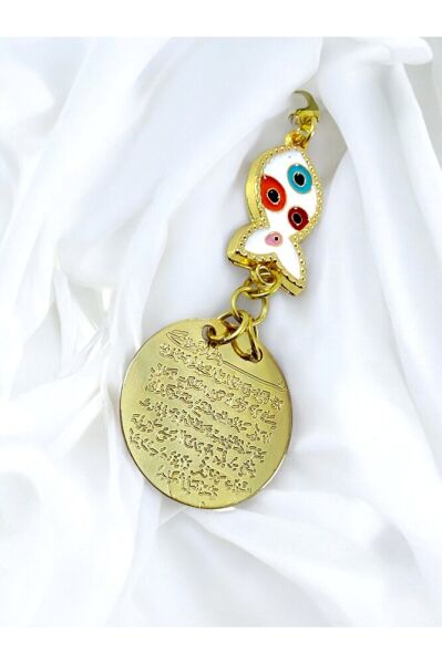 Beyaz Balık Gold Metal Ayetel Kürsi Araba Dikiz Ayna Süsü, Yeni Araba Hediyesi