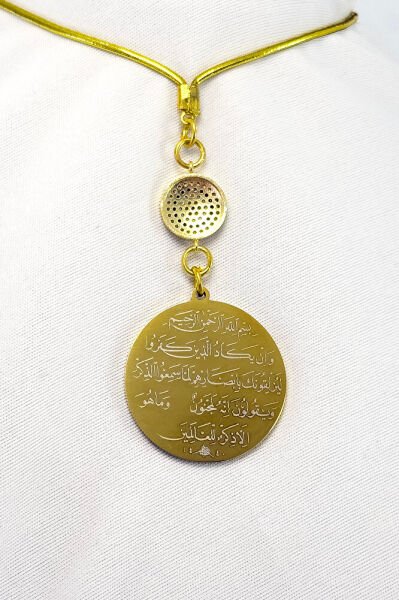 Zirkon Taşlı Nazar Gold Çelik Çift Taraflı Ayetel Kürsi/ Nazar Ayeti Araba Dikiz Ayna Süsü