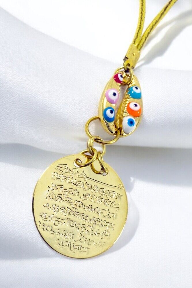 Metal Renkli Deniz Kabuğu Metal Ayetel Kürsi Araba Dikiz Ayna Süsü, Gold Renkli