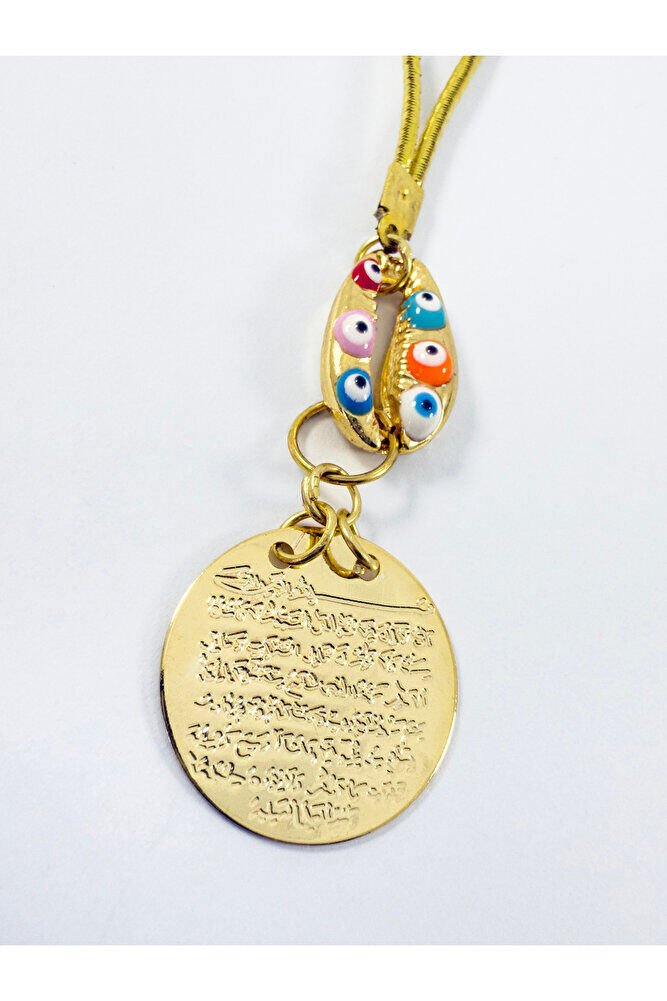 Metal Renkli Deniz Kabuğu Metal Ayetel Kürsi Araba Dikiz Ayna Süsü, Gold Renkli