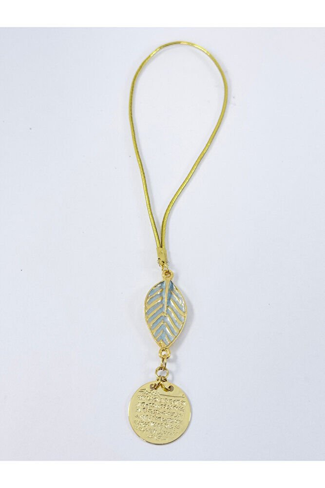 Pastel Mint Yeşili Yapral Metal Ayetel Kürsi Araba Dikiz Ayna Süsü, Gold Renkli