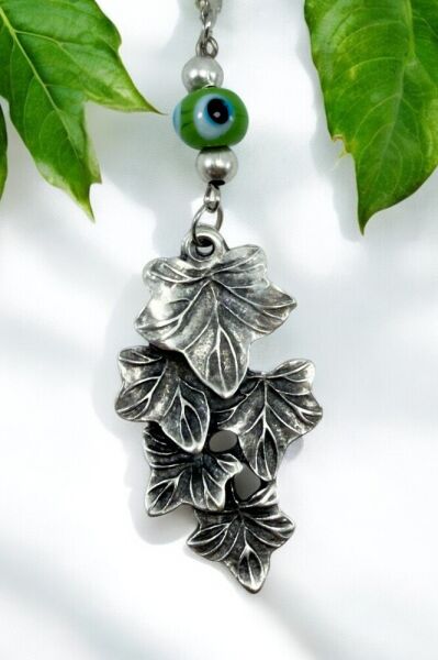 Metal Yapraklar Yeşil Nazar Boncuğu Araba Dikiz Ayna Süsü, Otantik Yeni Araba Hediyesi