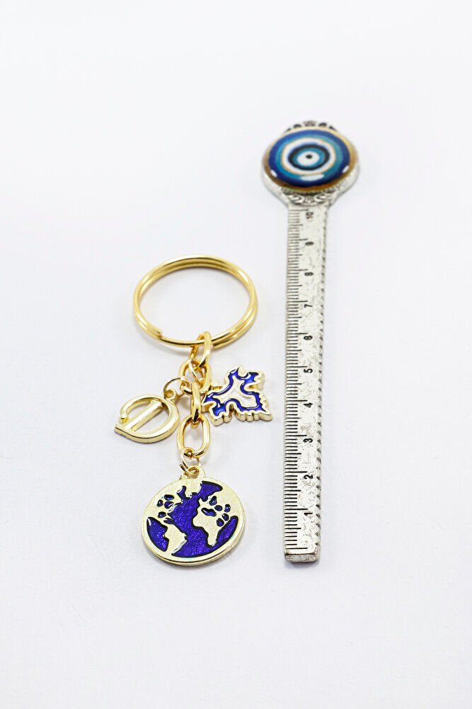 Metal Dünya Kişiye Özel Harfli Küçük Anahtarlık, Gold Renkli Çanta Süsü