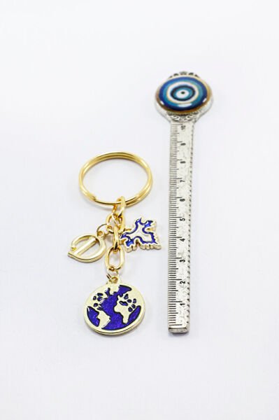 Metal Dünya Kişiye Özel Harfli Küçük Anahtarlık, Gold Renkli Çanta Süsü