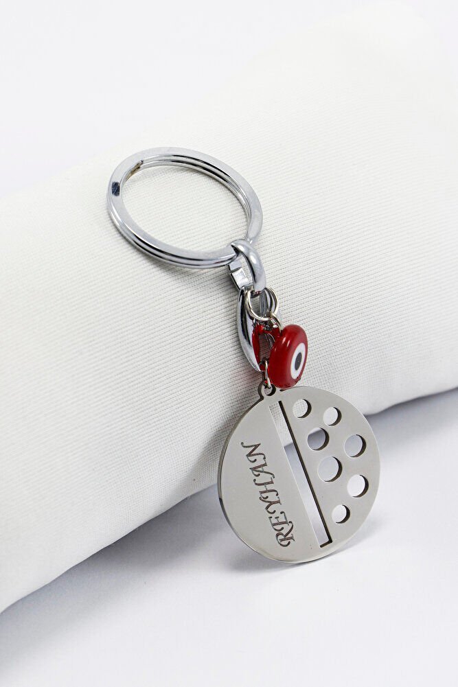 Gümüş Renkli El Yapımı Cam Uğur Böcekli Kişiselleştirilebilir Anahtarlık, Hediyelik Çanta Süsü