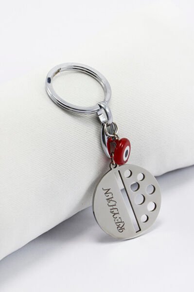 Gümüş Renkli El Yapımı Cam Uğur Böcekli Kişiselleştirilebilir Anahtarlık, Hediyelik Çanta Süsü