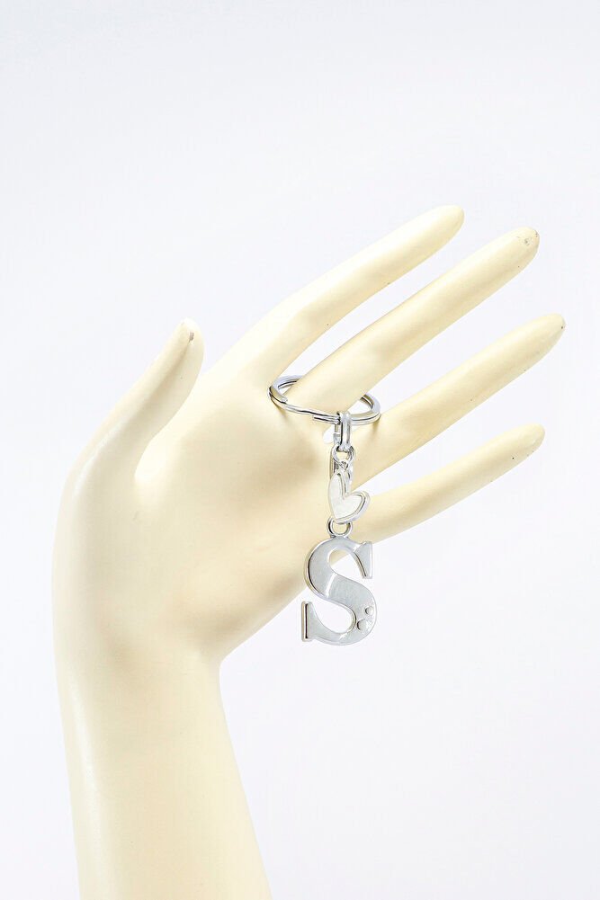 Gümüş Renkli Metal S Harfi Anahtarlık, Modern Stil Metal Kalp