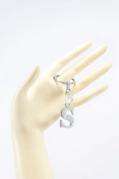 Gümüş Renkli Metal S Harfi Anahtarlık, Modern Stil Metal Kalp