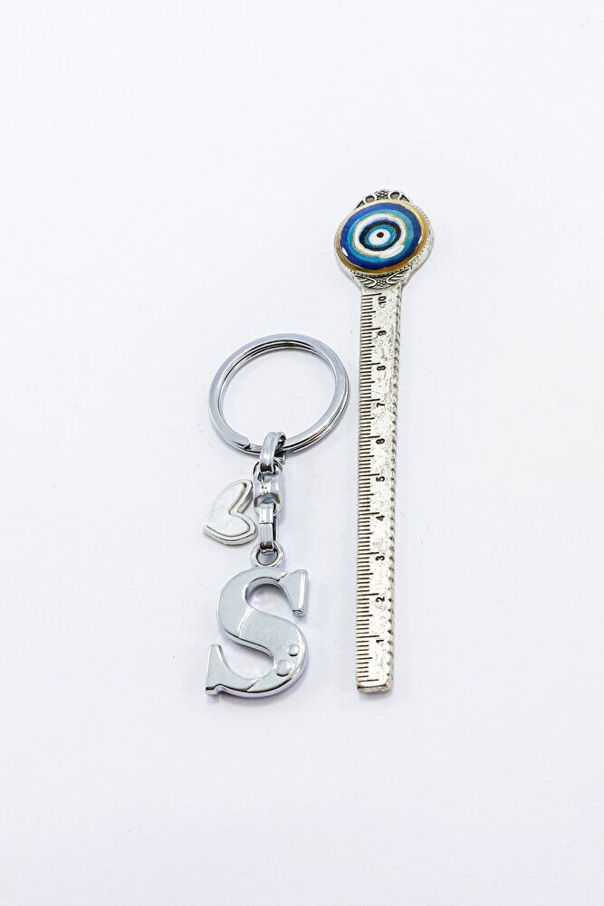 Gümüş Renkli Metal S Harfi Anahtarlık, Modern Stil Metal Kalp
