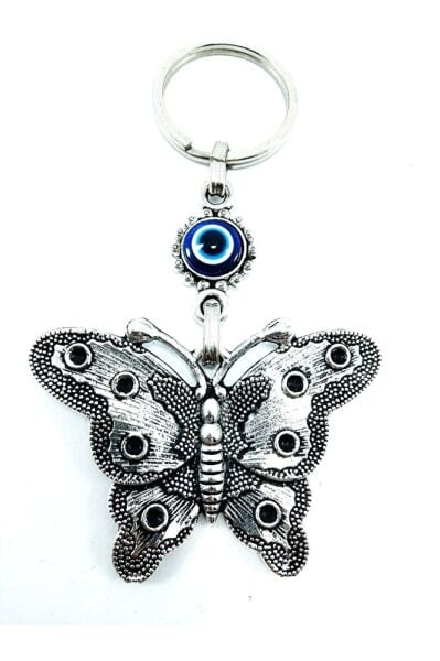 Evil Eye Bead Keychain Metal Butterfly Figure Gift Accessory