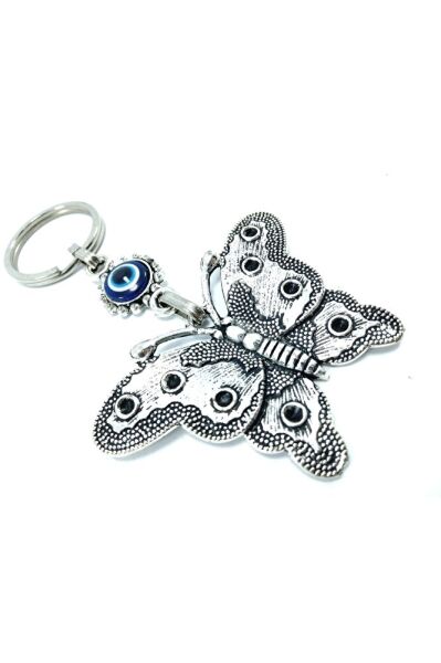 Evil Eye Bead Keychain Metal Butterfly Figure Gift Accessory
