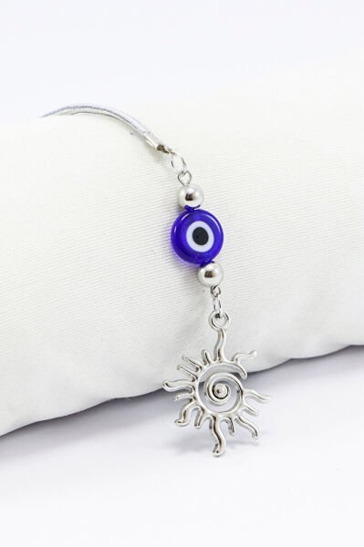 Yassı cam Nazar Boncuklu Metal Güneş Araba Dikiz Ayna Süsü Gümüş Renkli