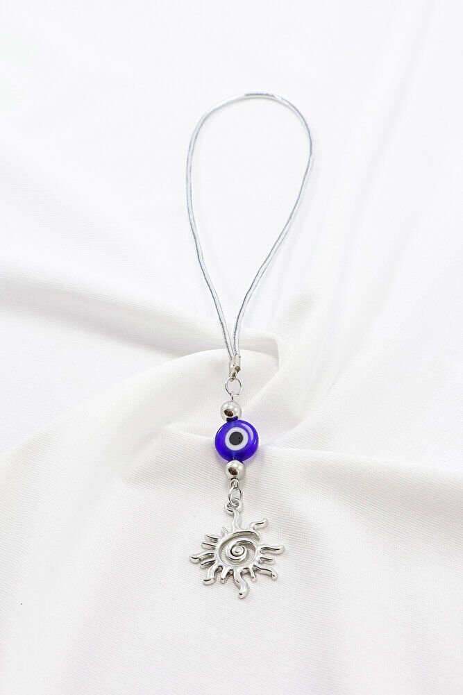 Yassı cam Nazar Boncuklu Metal Güneş Araba Dikiz Ayna Süsü Gümüş Renkli