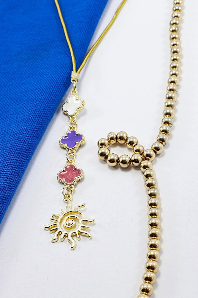 Mor Pembe Beyaz Yonca Metal Güneş Araba Dikiz Ayna Süsü Gümüş Renkli