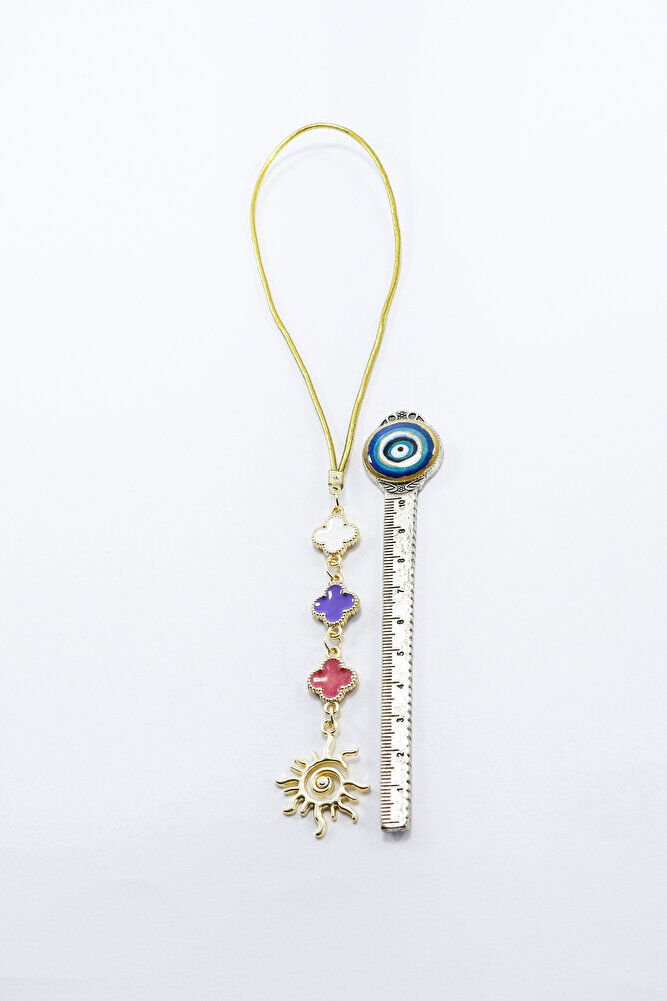 Mor Pembe Beyaz Yonca Metal Güneş Araba Dikiz Ayna Süsü Gümüş Renkli