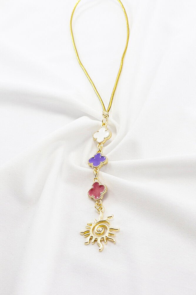 Mor Pembe Beyaz Yonca Metal Güneş Araba Dikiz Ayna Süsü Gümüş Renkli