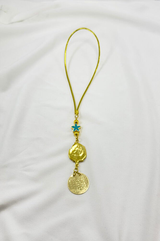 Altın Renkli Oyuklu Madalyon Metal Ayetel Kürsi Araba Dikiz Ayna Süsü