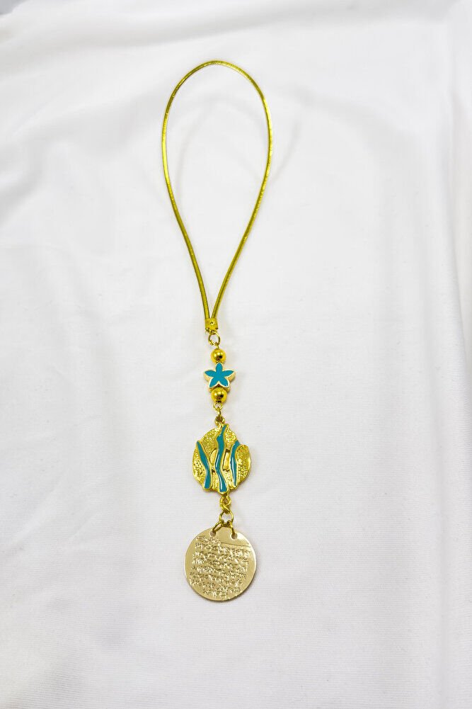 Altın Renkli Oyuklu Madalyon Metal Ayetel Kürsi Araba Dikiz Ayna Süsü