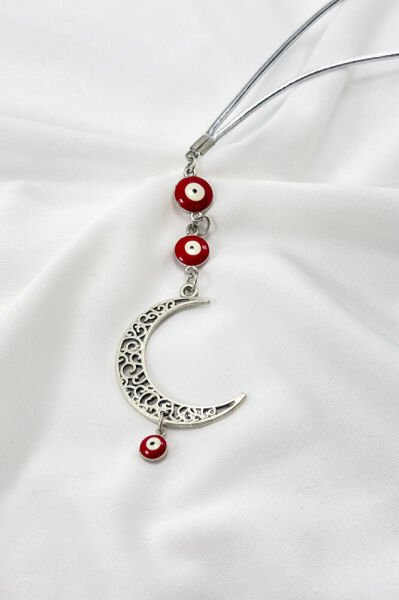 Kırmızı Nazar Boncuklu Ay Araba Dikiz Ayna Süsü, Yeni Araba Hediyesi