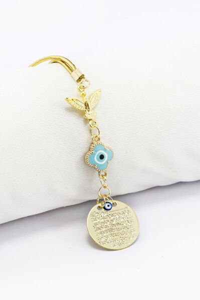 Anka Kuşu Metal Küçük Ayetel Kürsi Su Yeşili Mineli Nazar Boncuğu Araba Dikiz Ayna Süsü