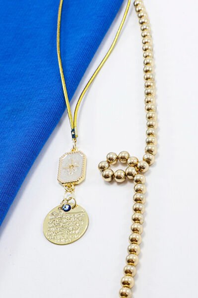 Gold Renkli Sedefli Kuzey Yıldızı Metal Ayetel Kürsi Araba Dikiz Ayna Süsü