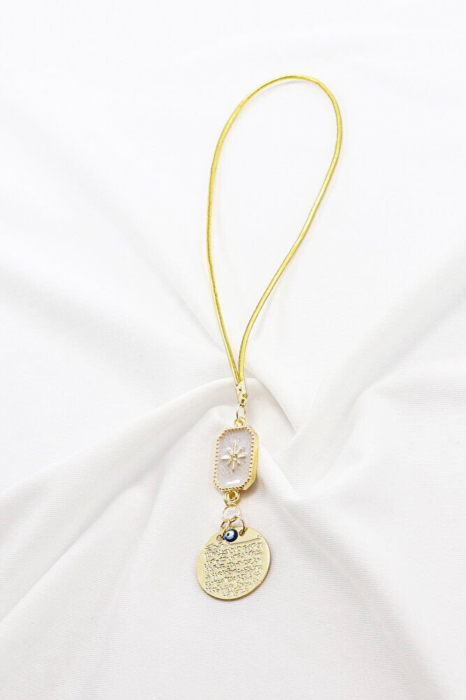 Gold Renkli Sedefli Kuzey Yıldızı Metal Ayetel Kürsi Araba Dikiz Ayna Süsü