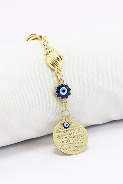 Hediyelik Metal Deniz Kabuğu Küçük Ayetel Kürsi Nazar Boncuğu Araba Dikiz Ayna Süsü