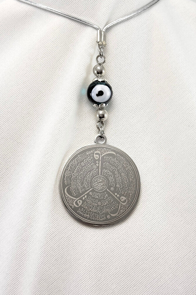 Emerald Green Beads Silver Color Steel Double Sided Ayetel Kursi Felak Nas Ihlas Car Mirror Ornament