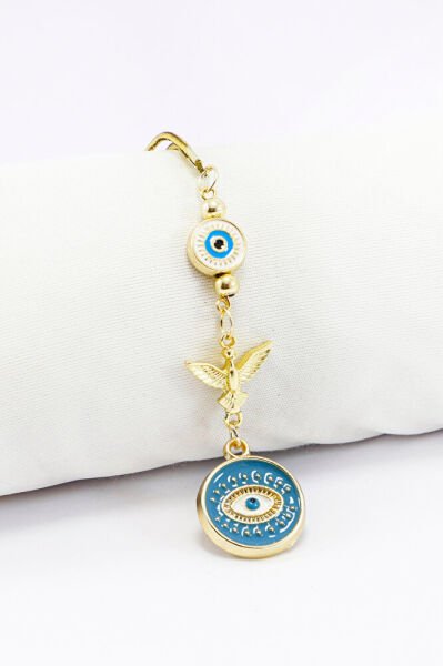 Anka Kuşu Turkuaz Metal Nazar Boncuğu Araba Dikiz Ayna Süsü, Yeni Araba Hediyesi