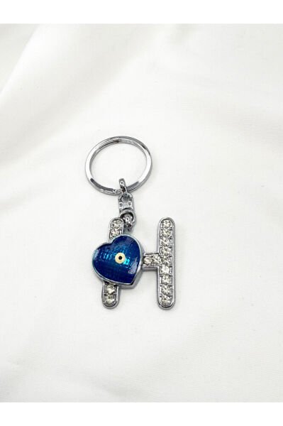 Evil Eye Bead Letter H Keychain / Car Rearview Mirror Ornament Metal Gift Accessory