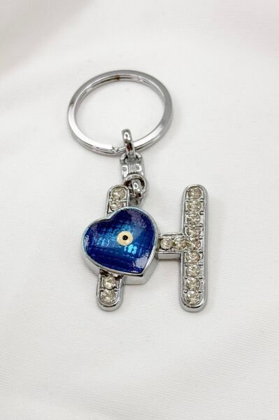 Evil Eye Bead Letter H Keychain / Car Rearview Mirror Ornament Metal Gift Accessory
