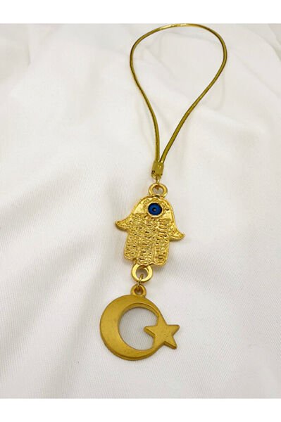 Gold Plated Hamse Crescent Star Gold Color Car Rearview Mirror Ornament, Luxury New Car Gift