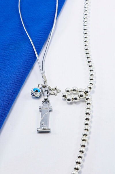 Metal Nazar Boncuğu Yıldız I/İ Harfli Dikiz Ayna Süsü, Elastik İpli Hediyelik Yeni Araba Hediyesi