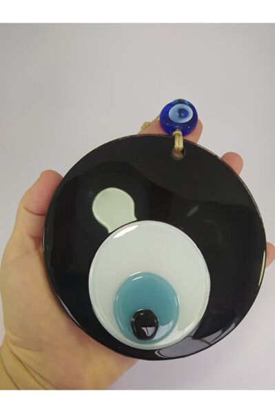 Siyah Nazar Boncuğu El Yapımı Cam Duvar Dekoru 12 Cm