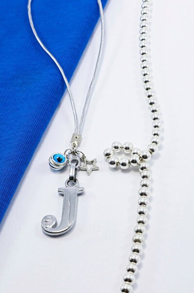 Metal Nazar Boncuğu Yıldız J Harfli Dikiz Ayna Süsü, Elastik İpli Hediyelik Yeni Araba Hediyesi