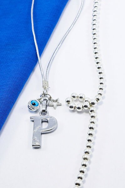 Metal Nazar Boncuğu Yıldız P Harfli Dikiz Ayna Süsü, Elastik İpli Hediyelik Yeni Araba Hediyesi