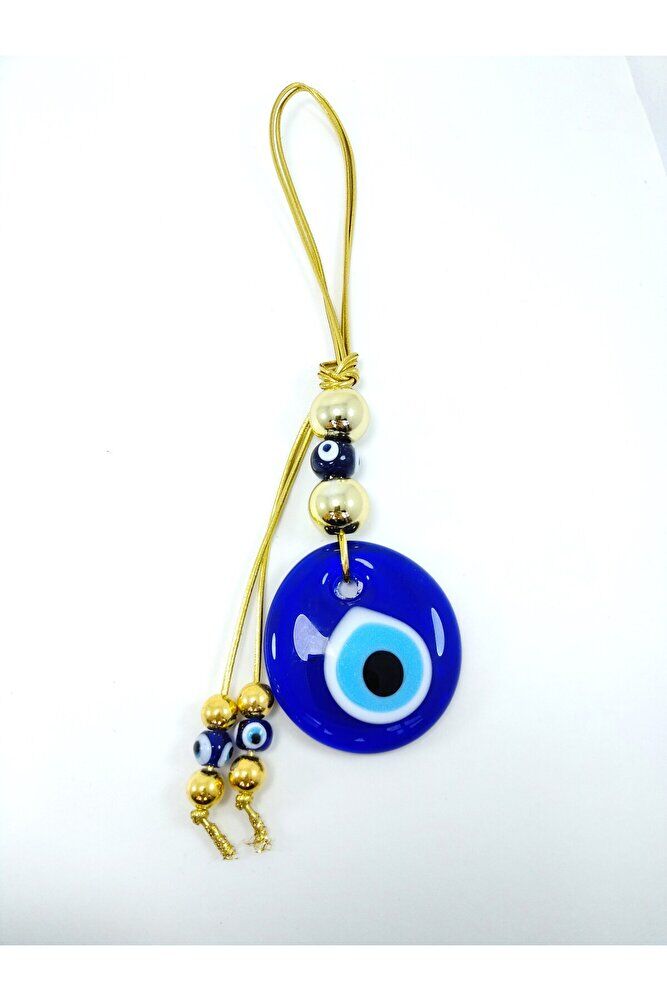 Özel Tasarım Nazar Boncuğu Duvar Askısı El Yapımı Cam Hediyelik Dekor Gold Renkli Ipli