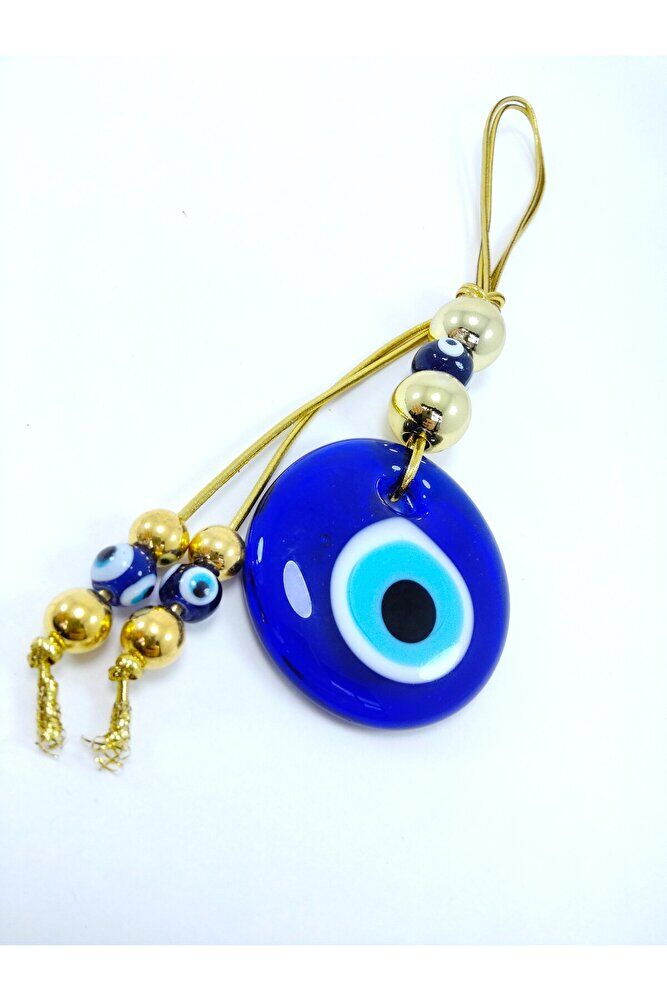 Özel Tasarım Nazar Boncuğu Duvar Askısı El Yapımı Cam Hediyelik Dekor Gold Renkli Ipli