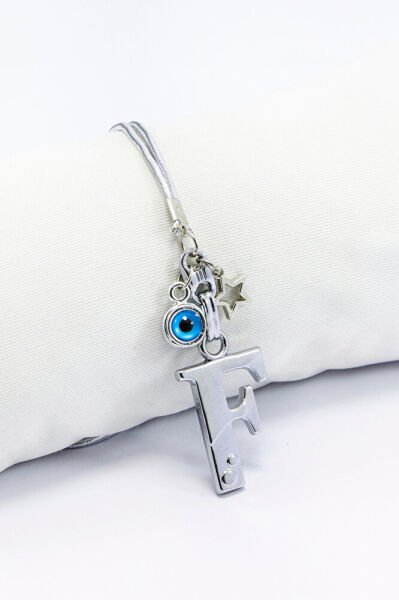 Metal Nazar Boncuğu Yıldız F Harfli Dikiz Ayna Süsü, Elastik İpli Hediyelik Yeni Araba Hediyesi