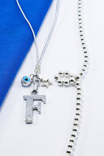 Metal Nazar Boncuğu Yıldız F Harfli Dikiz Ayna Süsü, Elastik İpli Hediyelik Yeni Araba Hediyesi