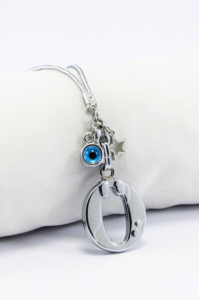 Metal Nazar Boncuğu Yıldız Ü Harfli Dikiz Ayna Süsü, Elastik İpli Hediyelik Yeni Araba Hediyesi