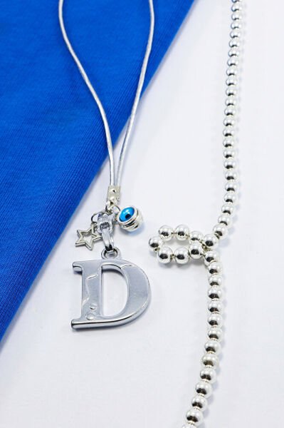 Metal Nazar Boncuğu Yıldız D Harfli Dikiz Ayna Süsü, Elastik İpli Hediyelik Yeni Araba Hediyesi