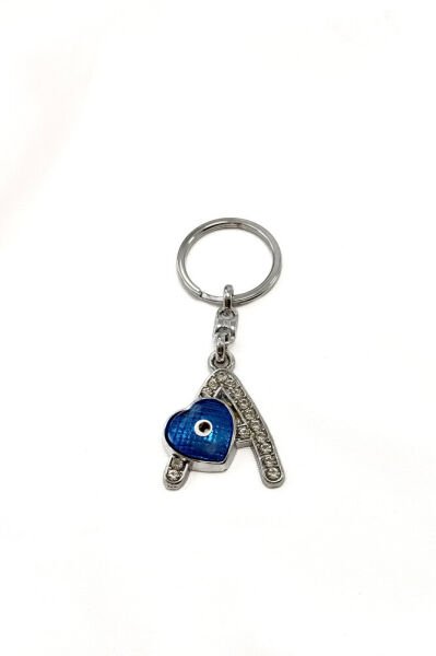 Evil Eye Bead Letter A Keychain / Car Rearview Mirror Ornament Metal Gift Accessory