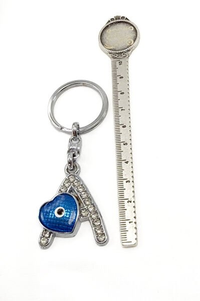 Evil Eye Bead Letter A Keychain / Car Rearview Mirror Ornament Metal Gift Accessory