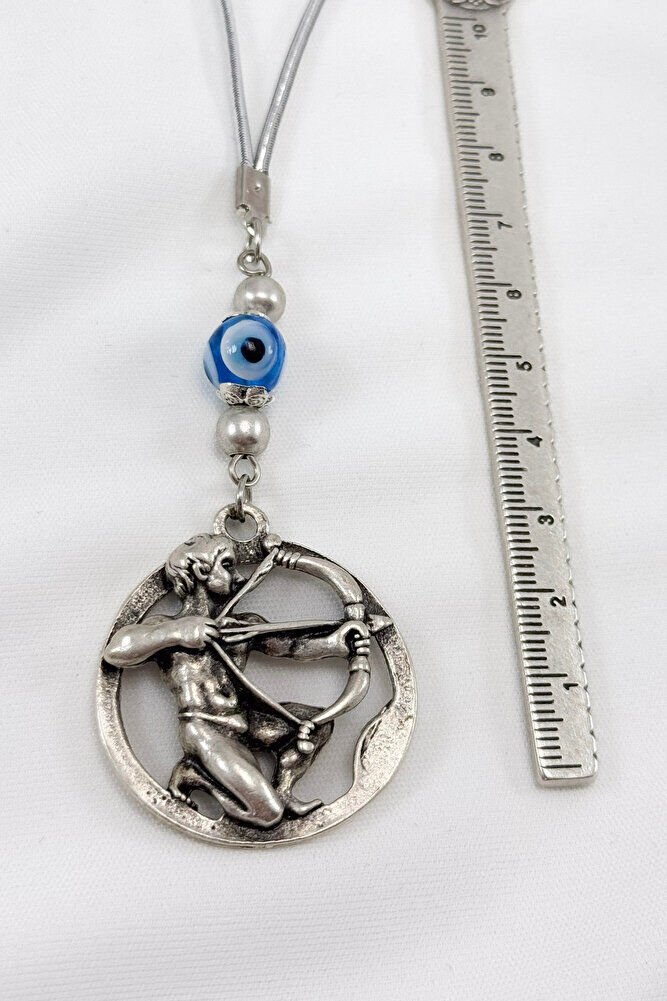 Gümüş Renkli El Yapımı Cam Nazar Boncuğu Yay Burcu Araba Dikiz Ayna Süsü, Yay Burcu Araba Hediyesi