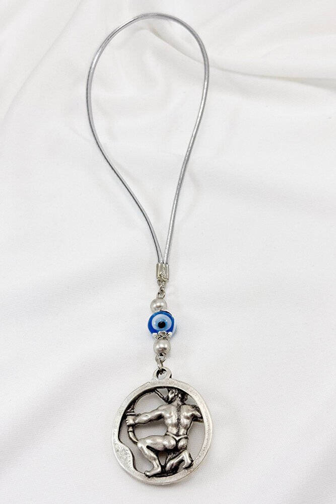 Gümüş Renkli El Yapımı Cam Nazar Boncuğu Yay Burcu Araba Dikiz Ayna Süsü, Yay Burcu Araba Hediyesi