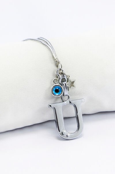 Metal Nazar Boncuğu Yıldız Y Harfli Dikiz Ayna Süsü, Elastik İpli Hediyelik Yeni Araba Hediyesi