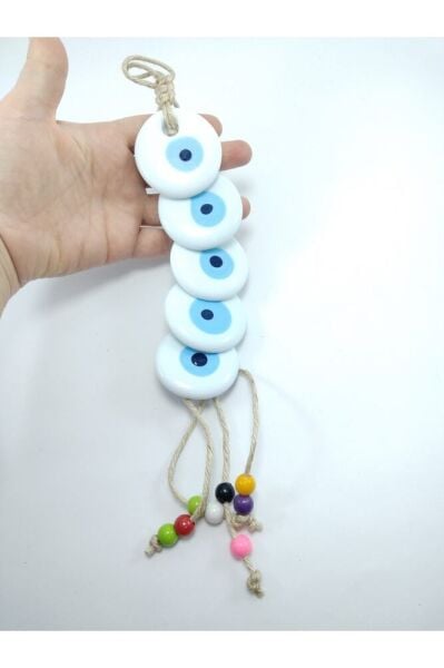 Beyaz Nazar Boncuğu El Yapımı Cam Duvar Dekoru Hediyelik Eşya