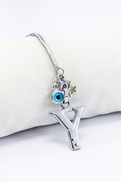 Metal Nazar Boncuğu Yıldız Y Harfli Dikiz Ayna Süsü, Elastik İpli Hediyelik Yeni Araba Hediyesi